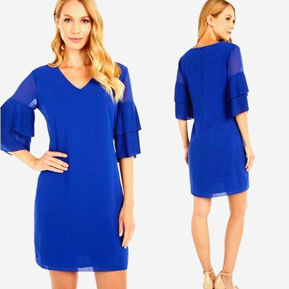 SALE: NWT Sam Edelman size 6 Pleated Sleeve Shift Cocktail Dress Cobalt Blue